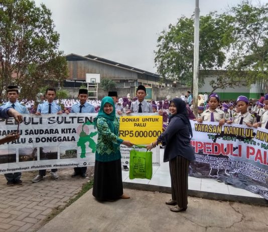 Yayasan Kamilul Awwabin Titipkan Donasi untuk Korban Musibah Palu