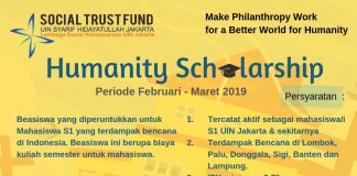 Beasiswa Kemanusiaan Bagi Mahasiswa S1 Korban Lombok, Palu, dan Selat Sunda