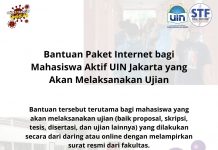 Bantuan Paket Internet bagi Mahasiswa Aktif UIN Jakarta yang Akan Melaksanakan Ujian
