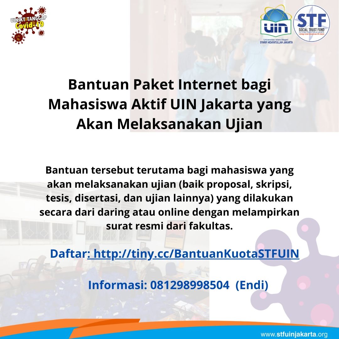 Bantuan Paket Internet Bagi Mahasiswa Aktif Uin Jakarta Yang Akan Melaksanakan Ujian Stf Uin Jakarta