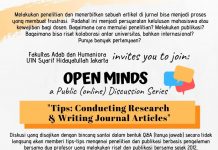 OPEN MINDS: A Public (online) Discussion Series. ”Tips: Conducting Research and Writing Journal Articles”