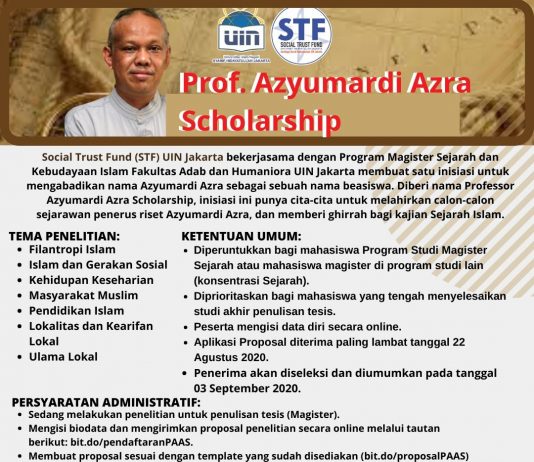 Professor Azyumardi Azra Scholarships 2020/2021 (Ganjil)