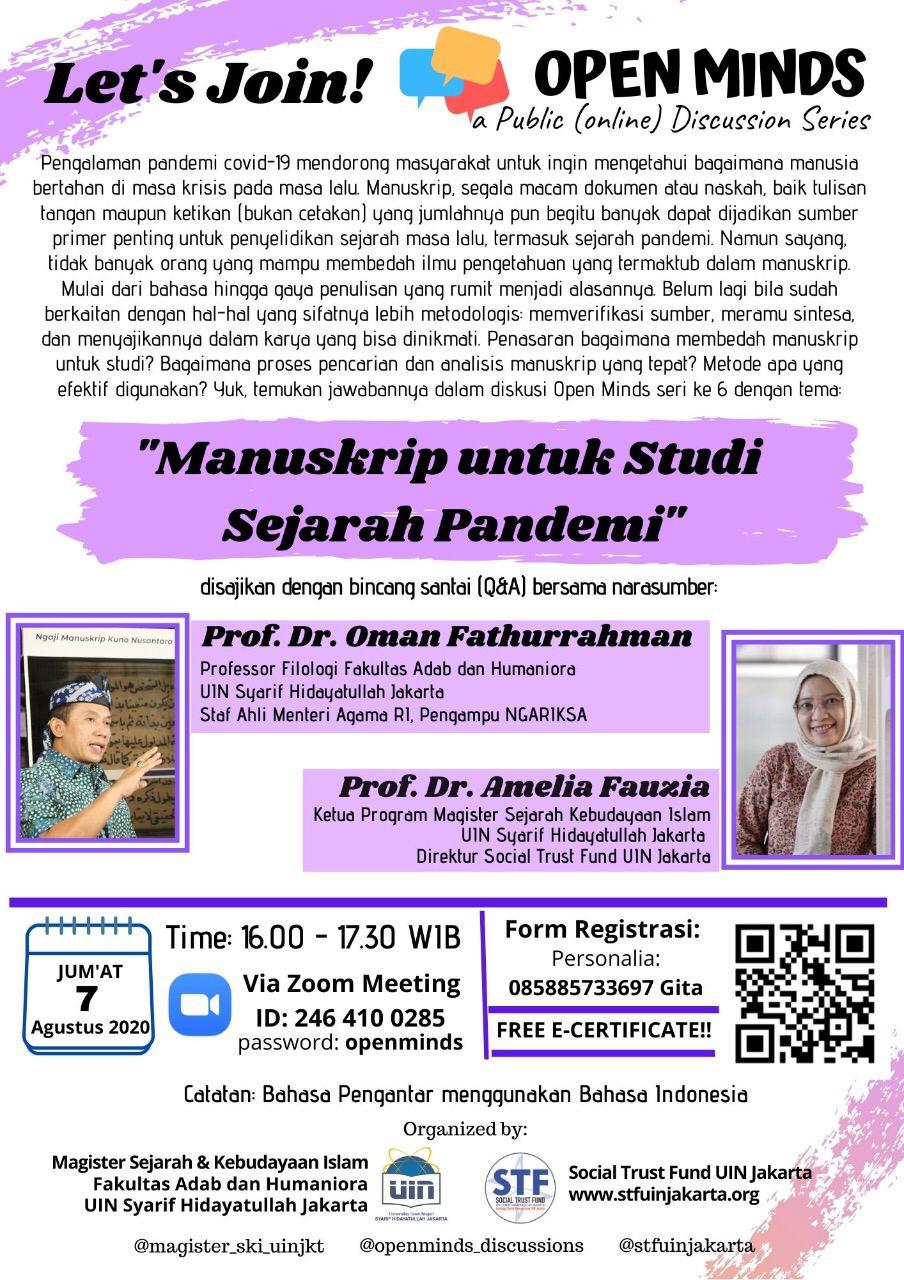 OPEN MINDS: A Public (online) Discussion Series. ”MANUSKRIP UNTUK STUDI