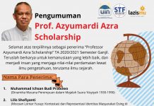 Pengumuman Prof. Azyumardi Azra Scholarship TA. 2020/2021 Semester Ganjil