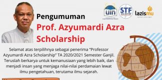 Pengumuman Prof. Azyumardi Azra Scholarship TA. 2020/2021 Semester Ganjil