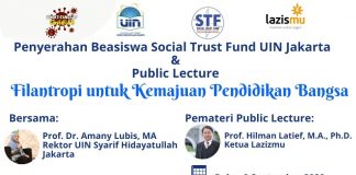 Penyerahan Beasiswa Social Trust Fund UIN Jakarta & Public Lecture; Filantropi untuk Kemajuan Pendidikan Bangsa