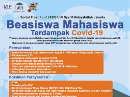 ANNOUNCEMENT Penerimaan Pendaftaran Beasiswa Mahasiswa terdampak Covid-19 STF UIN Diperpanjang