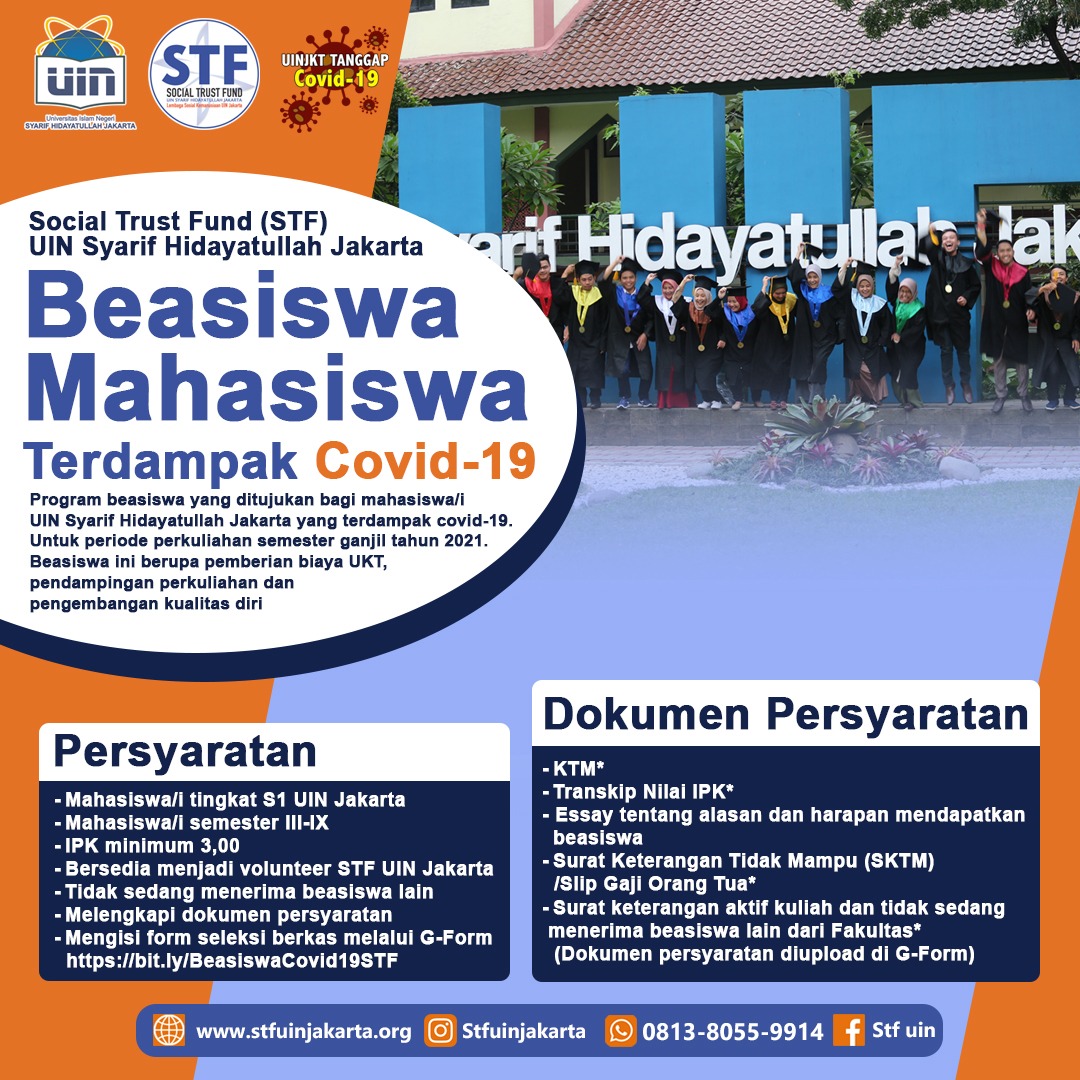 Social Trust Fund (Stf) Uin Jakarta Membuka Program Beasiswa Bagi Mahasiswa/I Yang Terdampak Covid-19 | Stf Uin Jakarta