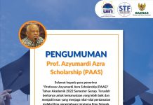 Pengumuman Penerima Professor Azyumardi Azra Scholarship (PAAS) Tahun Akademik 2022