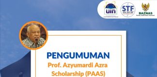 Pengumuman Penerima Professor Azyumardi Azra Scholarship (PAAS) Tahun Akademik 2022