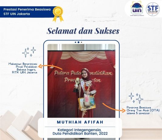 Selamat! Muthiah Afifah Meraih Penghargaan Sebagai Duta Pendidikan Banten 2022