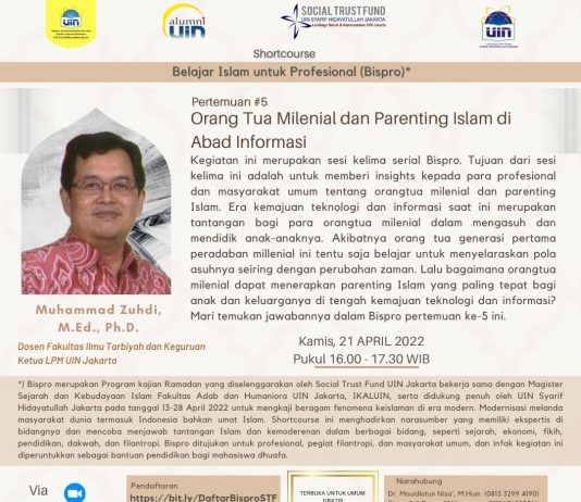 Shortcourse Bispro Pertemuan #5 “Orangtua Milenial dan Parenting Islam di Abad Informasi”