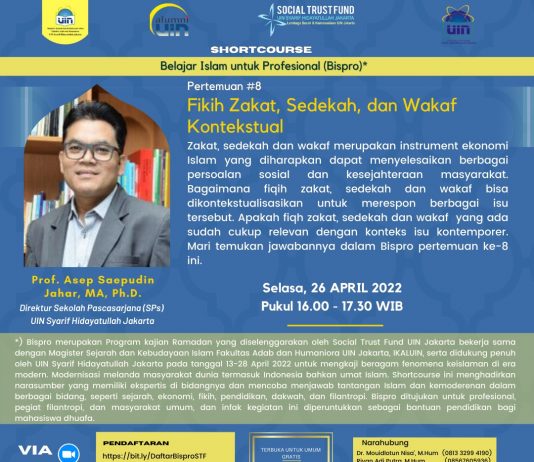 Shortcourse Bispro Pertemuan #8 “Fiqih Zakat, Sedekah, dan Wakaf Kontekstual”