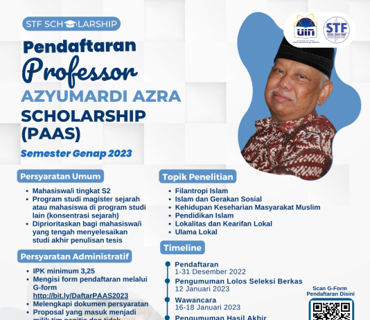 Pendaftaran Professor Azyumardi Azra Scholarship Semester Genap 2023 Kembali dibuka