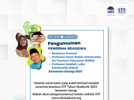 Pengumuman Penerima Beasiswa STF UIN Jakarta Semester Genap Tahun Akademik 2023