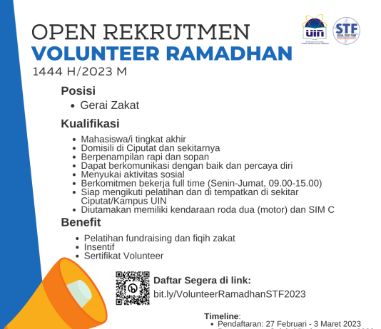 Open Rekrutmen Volunteer Ramadhan STF UIN Jakarta 1444 H/2023 M