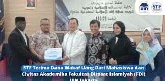 STF Terima Dana Wakaf Uang Dari Mahasiswa dan Civitas Akademika Fakultas Dirasat Islamiyah (FDI) UIN Jakarta