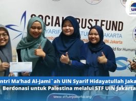 Santri Ma’had Al-Jami`ah UIN Syarif Hidayatullah Jakarta Berdonasi untuk Palestina melalui STF UIN Jakarta