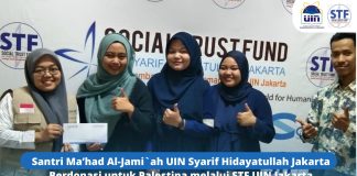 Santri Ma’had Al-Jami`ah UIN Syarif Hidayatullah Jakarta Berdonasi untuk Palestina melalui STF UIN Jakarta