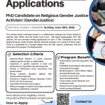 Panggilan Aplikasi Terbuka: PhD Candidate dalam Studi Aktivisme Keadilan Gender Berbasis Agama (GenderJustice)