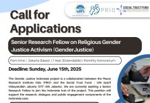 Call for Applications! Senior Research Fellow on Religious Gender Justice Activism (Gender Justice)