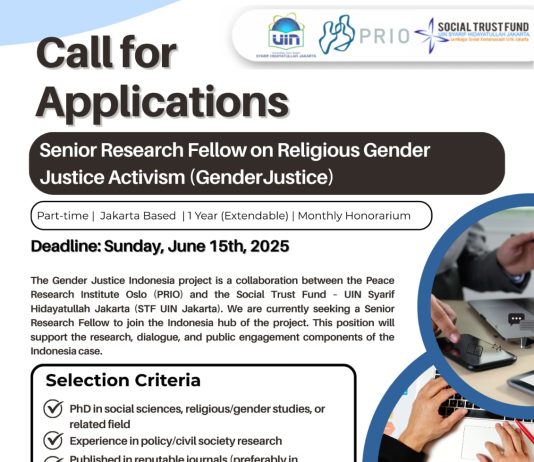 Call for Applications! Senior Research Fellow on Religious Gender Justice Activism (Gender Justice)