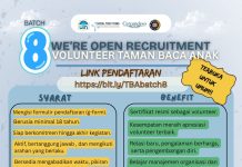 Open Recruitment Volunteer Taman Baca Anak Batch 8 Kembali Dibuka, Yuk Jadi Bagian dari Keseruannya!