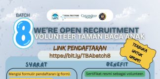 Open Recruitment Volunteer Taman Baca Anak Batch 8 Kembali Dibuka, Yuk Jadi Bagian dari Keseruannya!