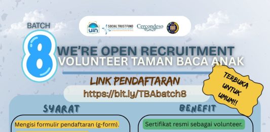 Open Recruitment Volunteer Taman Baca Anak Batch 8 Kembali Dibuka, Yuk Jadi Bagian dari Keseruannya!