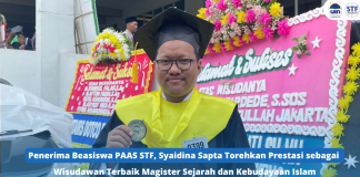 Penerima Beasiswa PAAS STF, Syaidina Sapta Torehkan Prestasi sebagai Wisudawan Terbaik Magister Sejarah dan Kebudayaan Islam