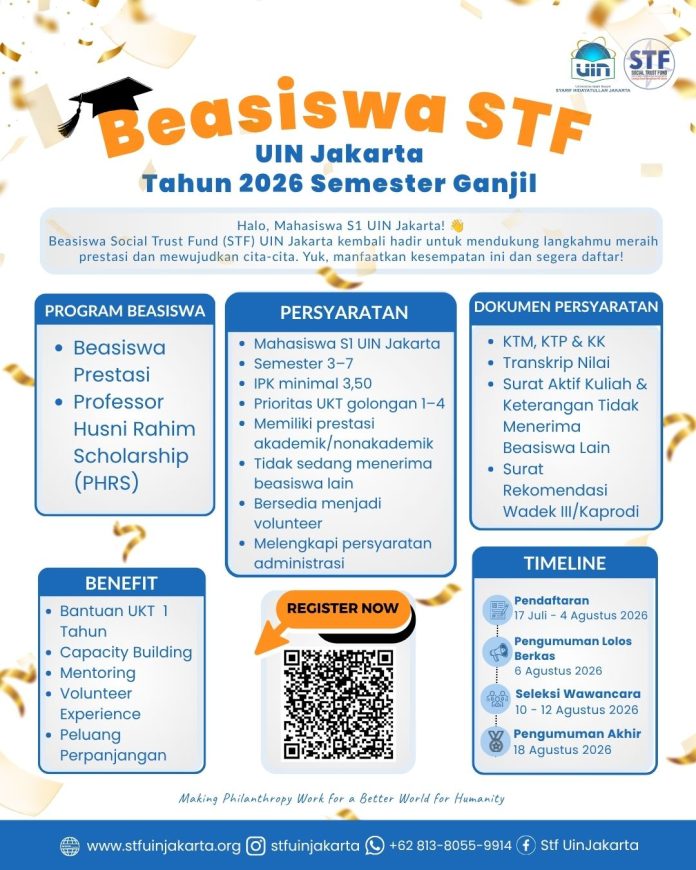 Pendaftaran Beasiswa STF UIN Jakarta Semester Ganjil 2026 Resmi Dibuka
